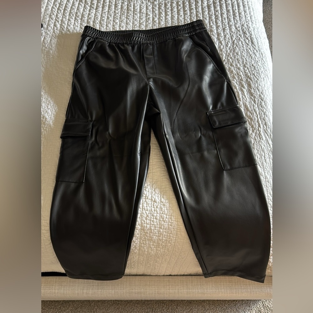 GAP Women’s Black Faux Leather Cargo Pants